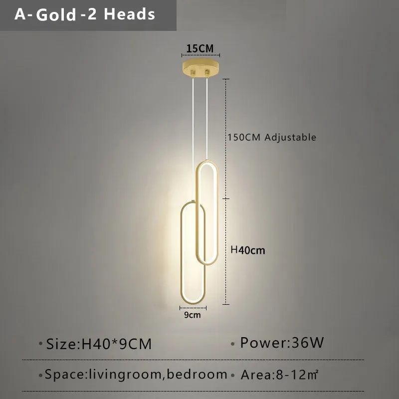 Contemporary LED Pendant Lamp in Gold & Black Finish – Ideal Hanging Light for Bedroom, Dining Room & Living Areas