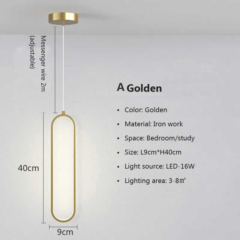 Contemporary LED Pendant Lamp in Gold & Black Finish – Ideal Hanging Light for Bedroom, Dining Room & Living Areas