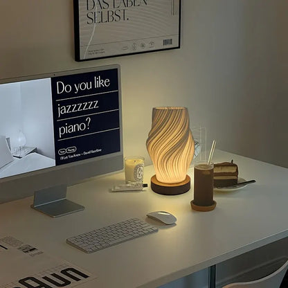 Contemporary LED Spiral Nightstand Lamp | Sleek Dimmable Desk & Bedroom Light
