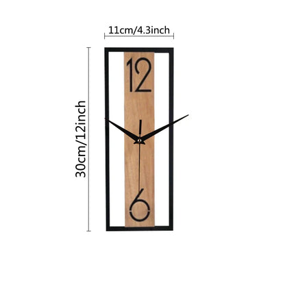 Contemporary Rectangular Wall Clock with Slim Wood-Grain Frame