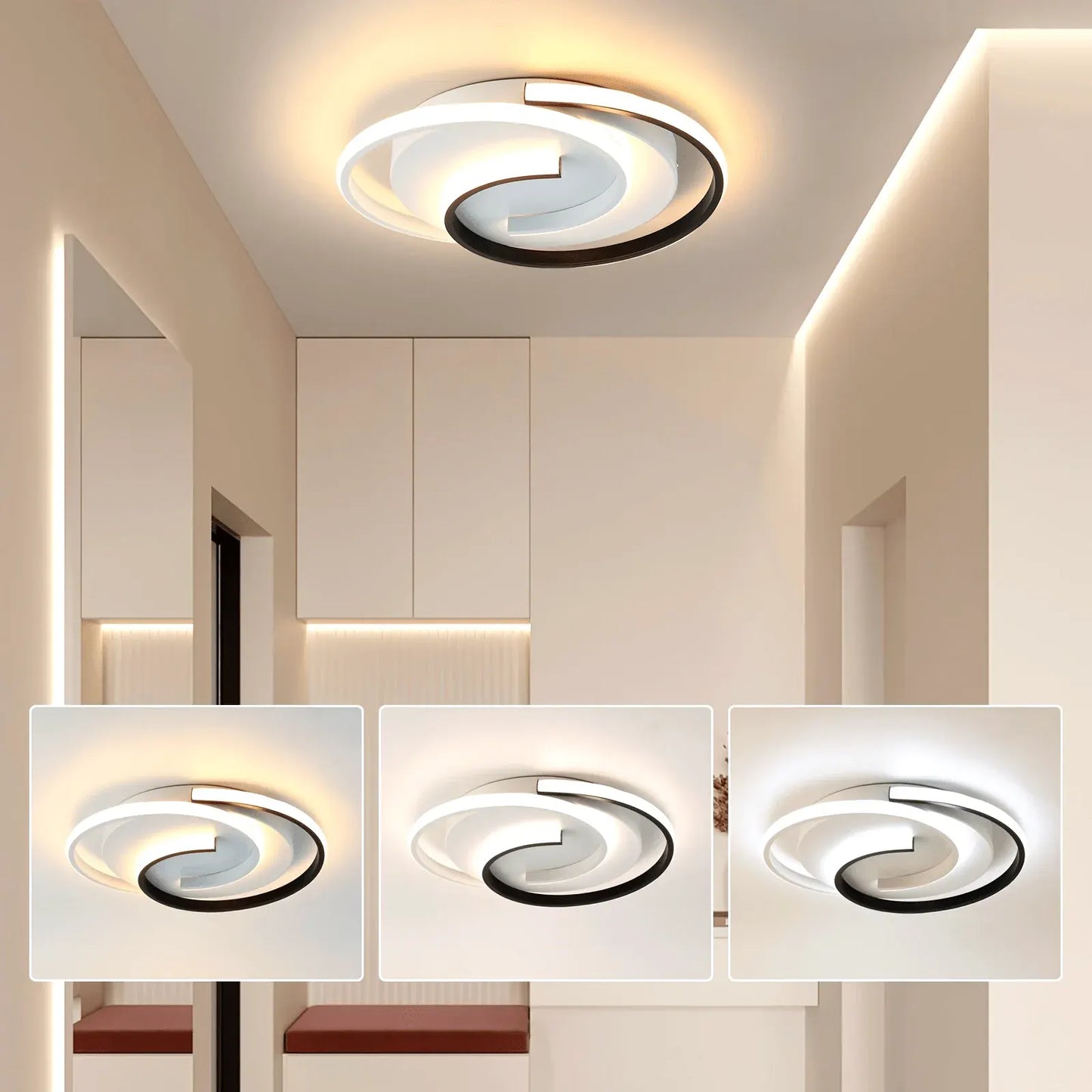 Contemporary Round Spiral LED Flush Mount Ceiling Fixture | Minimalist Design