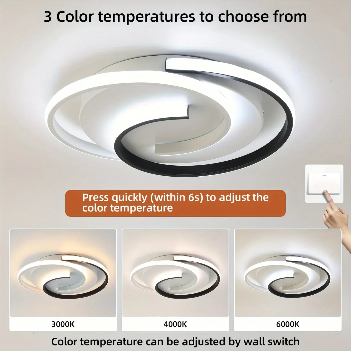 Contemporary Round Spiral LED Flush Mount Ceiling Fixture | Minimalist Design