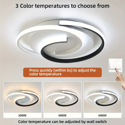 Contemporary Round Spiral LED Flush Mount Ceiling Fixture | Minimalist Design