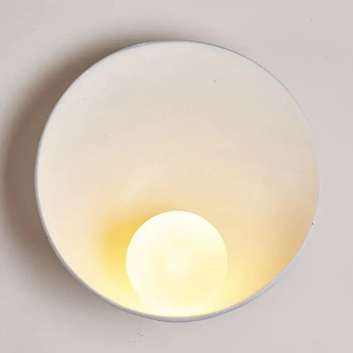 Contemporary Round Wall Sconce | Minimalist Resin & Iron Accent Fixture