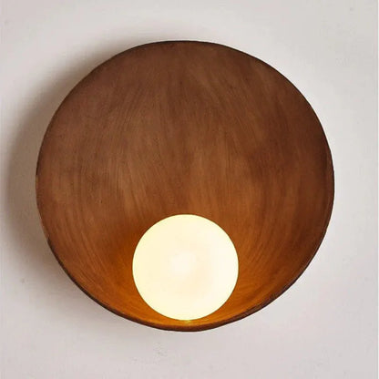 Contemporary Round Wall Sconce | Minimalist Resin & Iron Accent Fixture