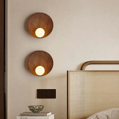 Contemporary Round Wall Sconce | Minimalist Resin & Iron Accent Fixture