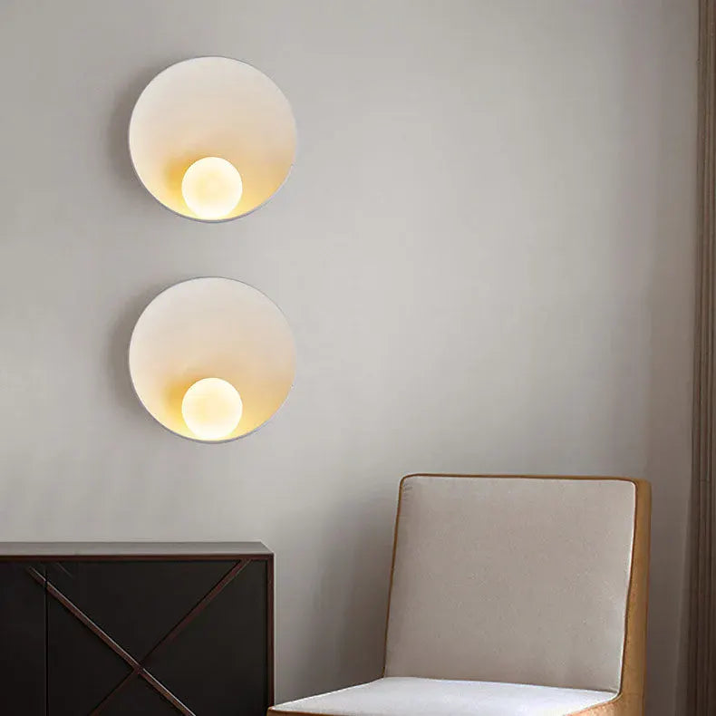 Contemporary Round Wall Sconce | Minimalist Resin & Iron Accent Fixture