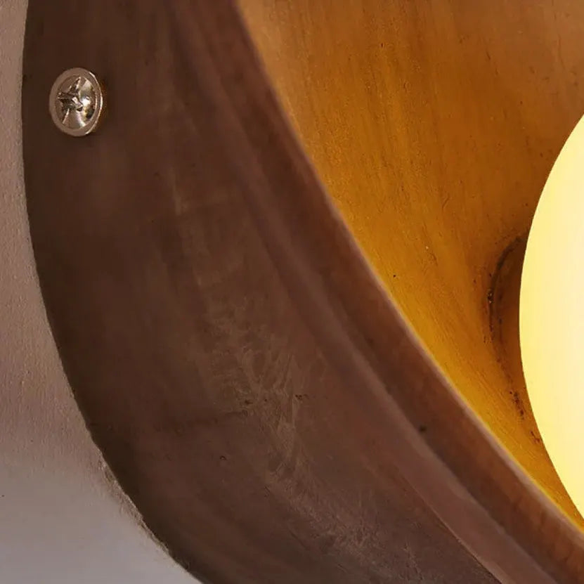 Contemporary Round Wall Sconce | Minimalist Resin & Iron Accent Fixture