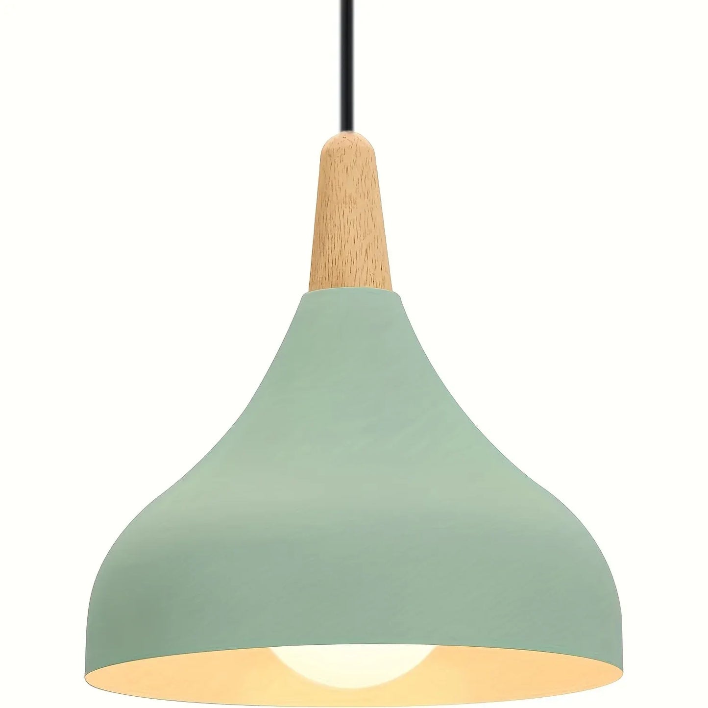 Contemporary Teardrop Pendant Light Fixture | Metal & Wood Hanging Lamp