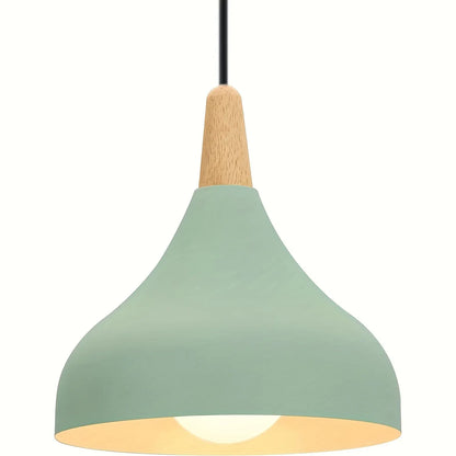 Contemporary Teardrop Pendant Light Fixture | Metal & Wood Hanging Lamp