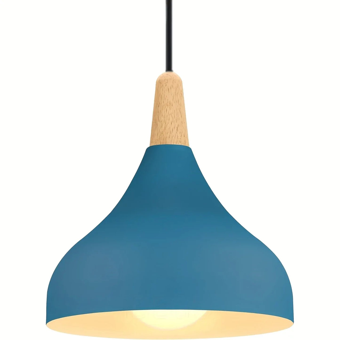 Contemporary Teardrop Pendant Light Fixture | Metal & Wood Hanging Lamp