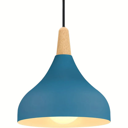 Contemporary Teardrop Pendant Light Fixture | Metal & Wood Hanging Lamp