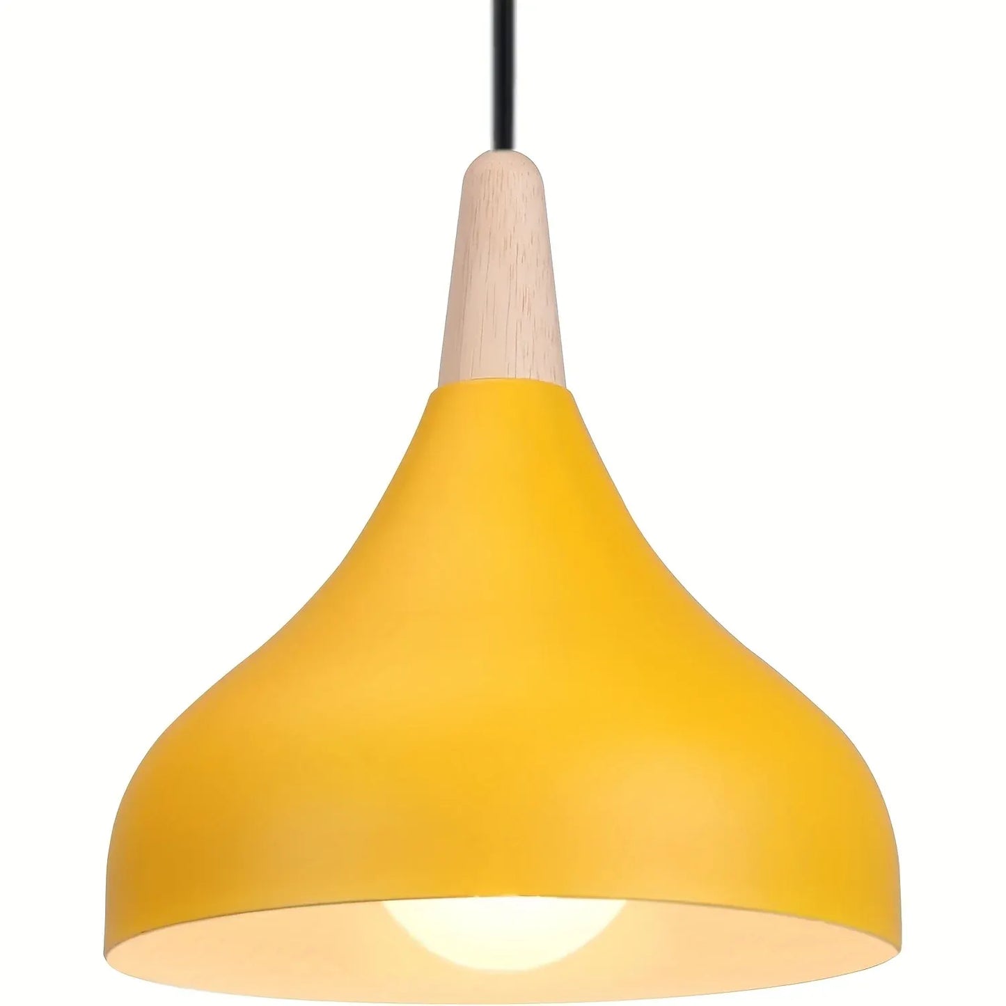 Contemporary Teardrop Pendant Light Fixture | Metal & Wood Hanging Lamp
