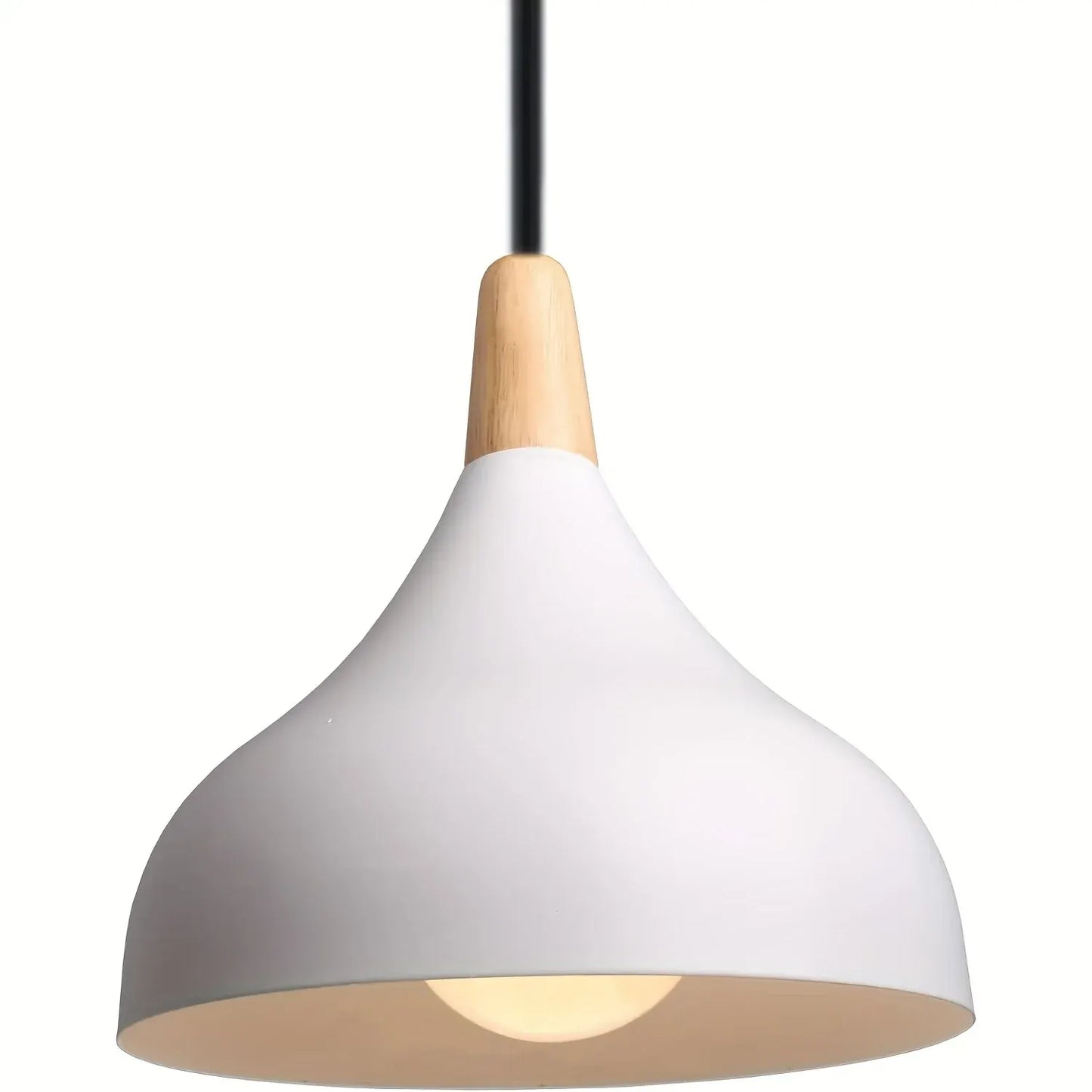 Contemporary Teardrop Pendant Light Fixture | Metal & Wood Hanging Lamp