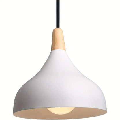 Contemporary Teardrop Pendant Light Fixture | Metal & Wood Hanging Lamp