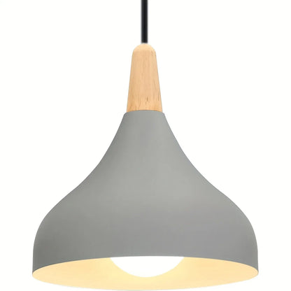 Contemporary Teardrop Pendant Light Fixture | Metal & Wood Hanging Lamp