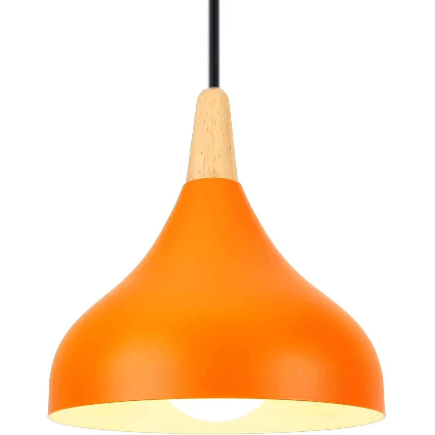 Contemporary Teardrop Pendant Light Fixture | Metal & Wood Hanging Lamp