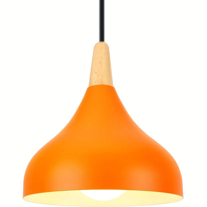Contemporary Teardrop Pendant Light Fixture | Metal & Wood Hanging Lamp