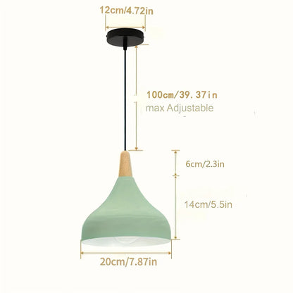Contemporary Teardrop Pendant Light Fixture | Metal & Wood Hanging Lamp