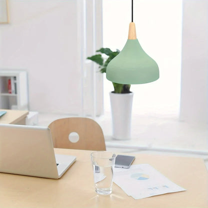 Contemporary Teardrop Pendant Light Fixture | Metal & Wood Hanging Lamp