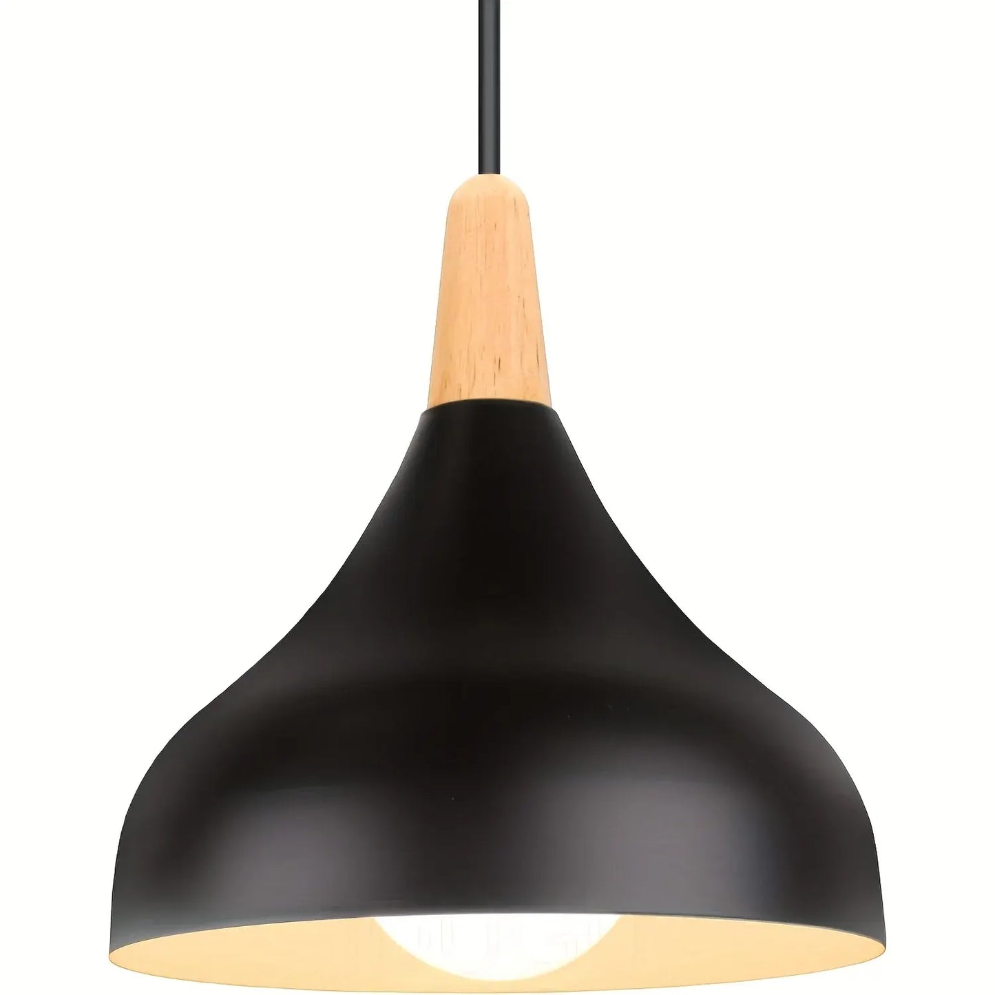 Contemporary Teardrop Pendant Light Fixture | Metal & Wood Hanging Lamp