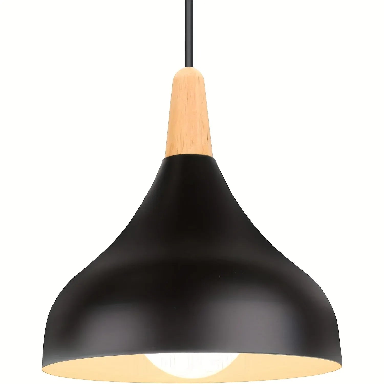 Contemporary Teardrop Pendant Light Fixture | Metal & Wood Hanging Lamp