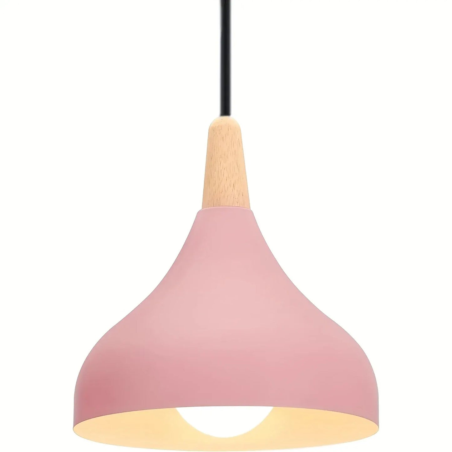 Contemporary Teardrop Pendant Light Fixture | Metal & Wood Hanging Lamp