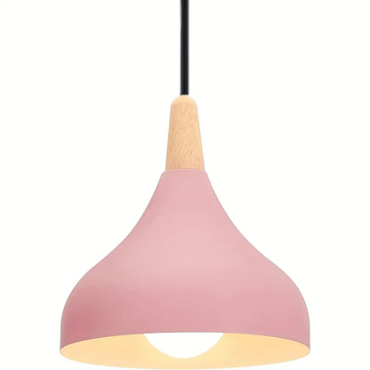 Contemporary Teardrop Pendant Light Fixture | Metal & Wood Hanging Lamp
