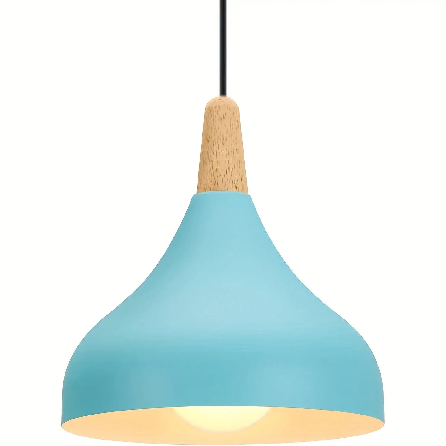 Contemporary Teardrop Pendant Light Fixture | Metal & Wood Hanging Lamp