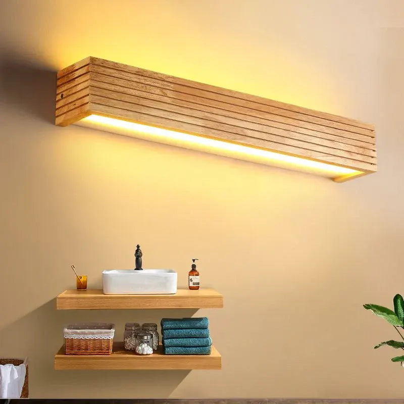 Contemporary Wood LED Sconce | Minimalist Bedroom & Living Room Wall Light