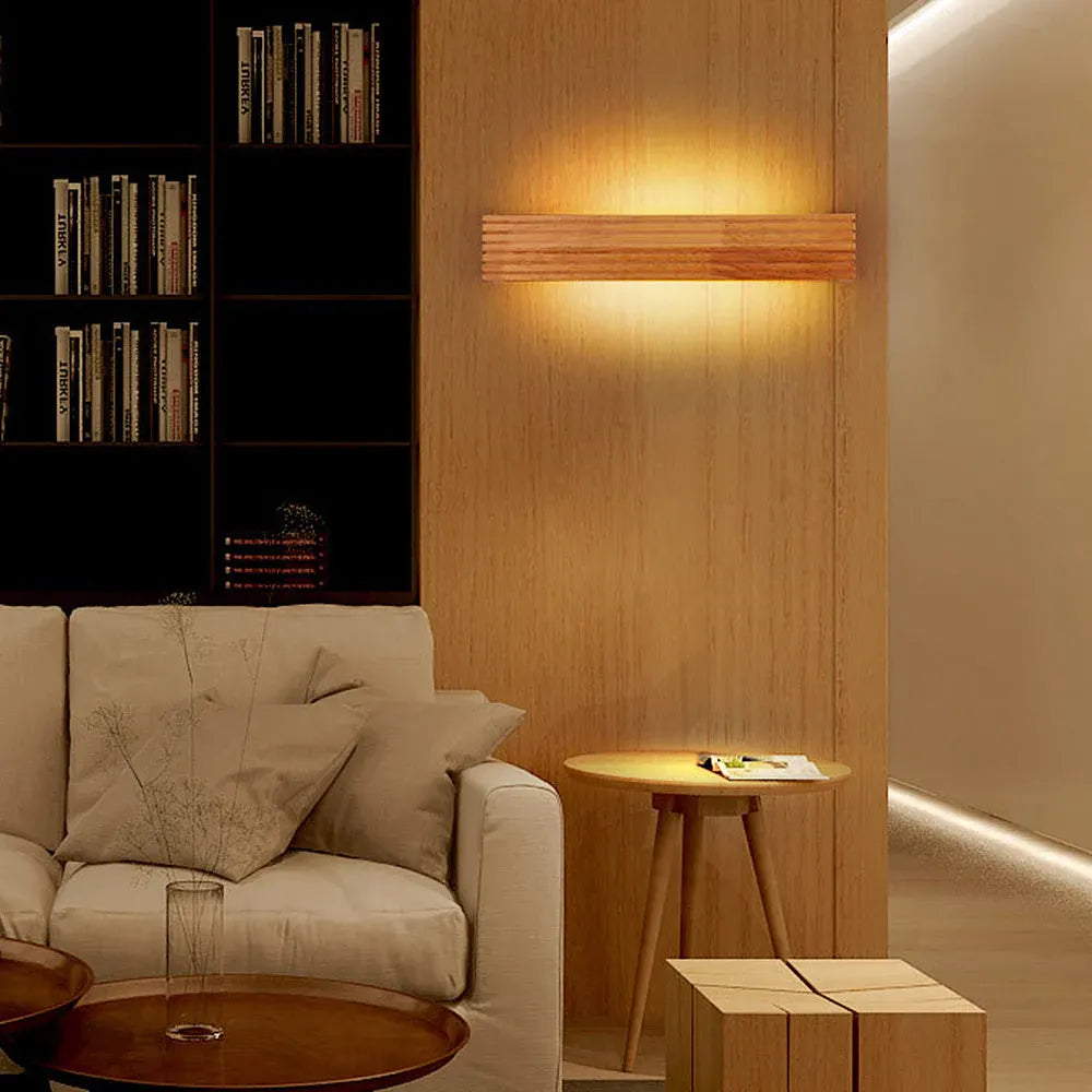 Contemporary Wood LED Sconce | Minimalist Bedroom & Living Room Wall Light