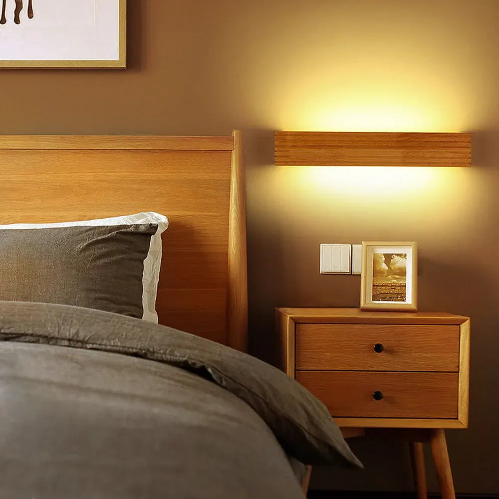 Contemporary Wood LED Sconce | Minimalist Bedroom & Living Room Wall Light