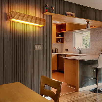 Contemporary Wood LED Sconce | Minimalist Bedroom & Living Room Wall Light