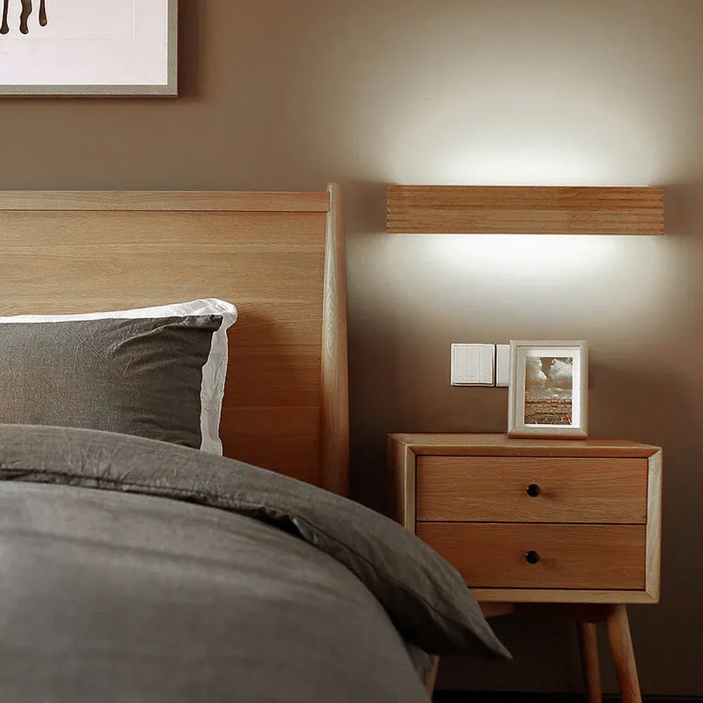 Contemporary Wood LED Sconce | Minimalist Bedroom & Living Room Wall Light