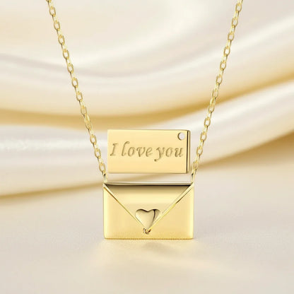 Copper Envelope Love Letter Pendant Necklace - Jewelry Gift