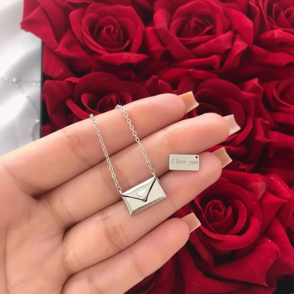 Copper Envelope Love Letter Pendant Necklace - Jewelry Gift