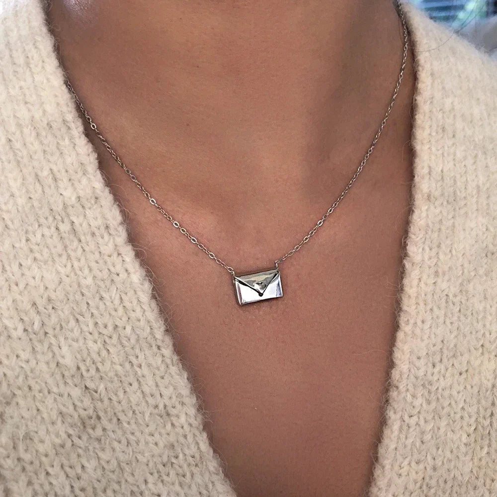 Copper Envelope Love Letter Pendant Necklace - Jewelry Gift
