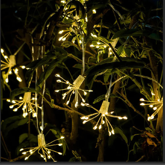 Copper Wire LED Cluster Fairy Light Garland with Starburst Design