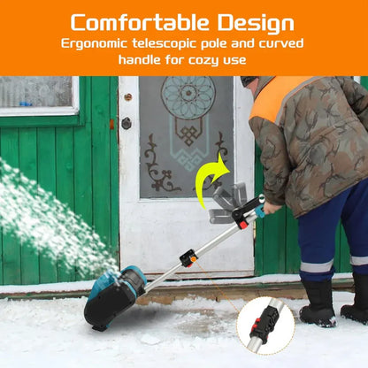 Cordless Battery-Powered Plastic Snow Sweeper for Driveways and Decks