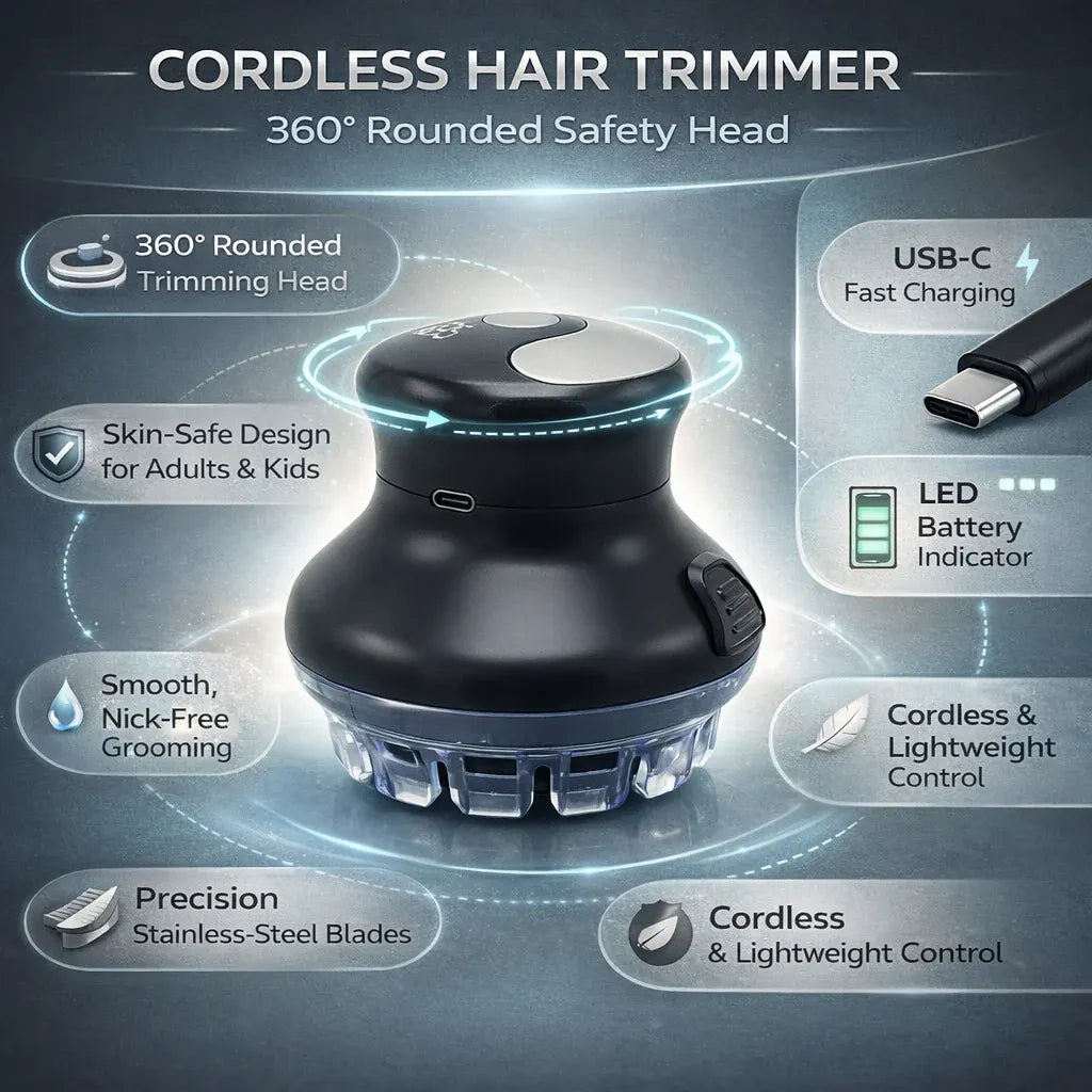 Cordless Electric Hair Clipper 360° Safe Grooming Trimmer Tool