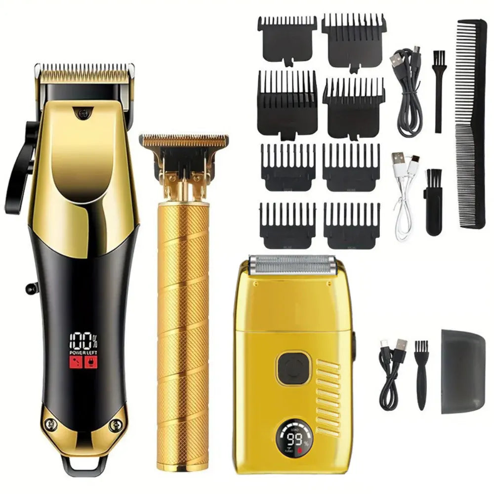 Cordless Rechargeable Hair Trimmer Set with Lithium Battery Grooming Kit