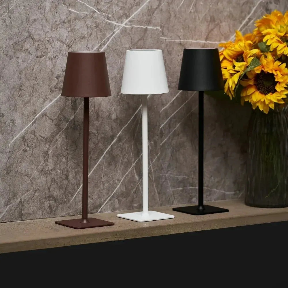 Cordless Rechargeable LED Table Lamp with Dimmable Touch Control, Modern Metal Design