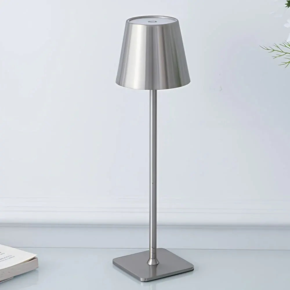 Cordless Rechargeable LED Table Lamp with Dimmable Touch Control, Modern Metal Design
