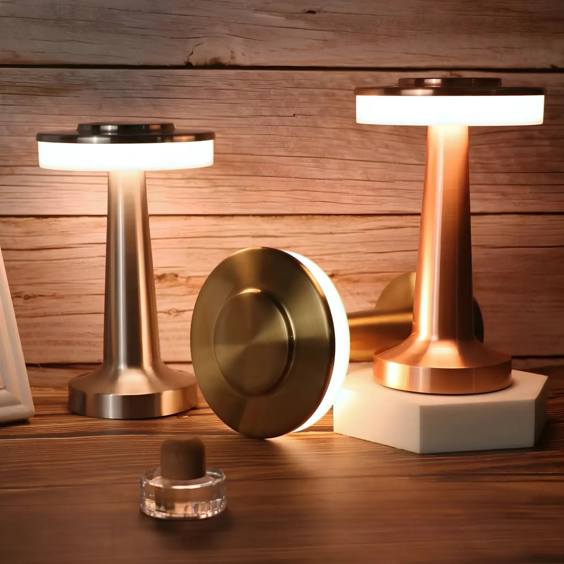 Cordless Rechargeable Metal Table Lamp with Dimmable LED Light