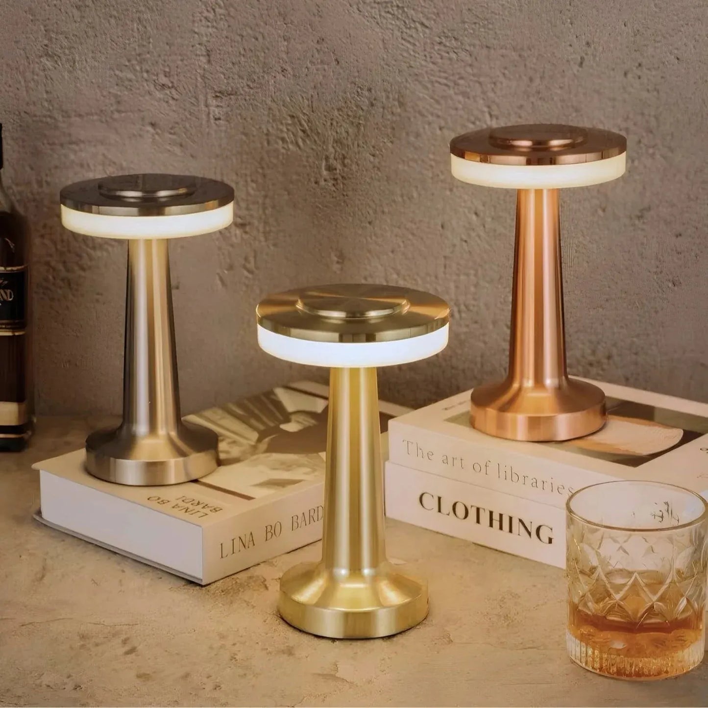 Cordless Rechargeable Metal Table Lamp with Dimmable LED Light