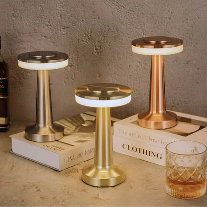 Cordless Rechargeable Metal Table Lamp with Dimmable LED Light