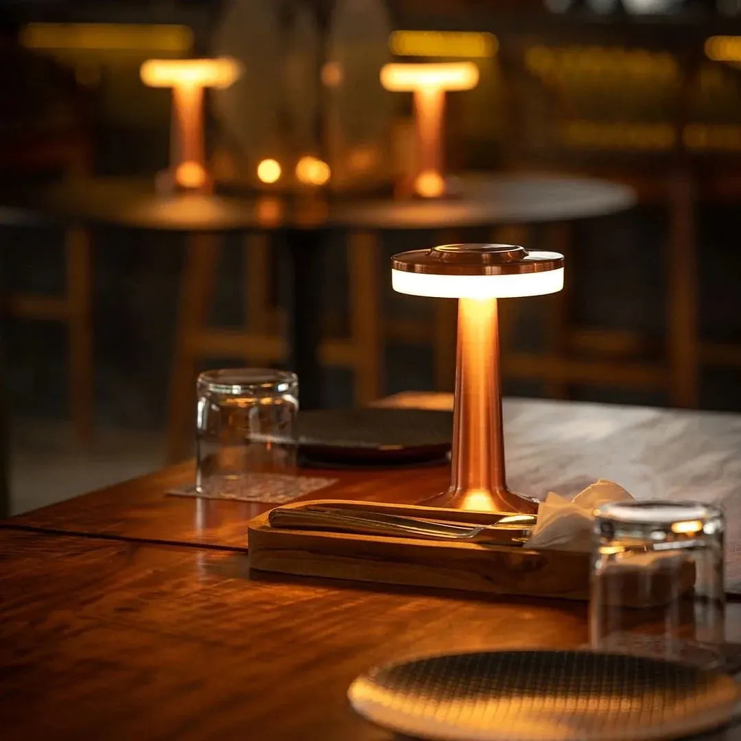 Cordless Rechargeable Metal Table Lamp with Dimmable LED Light