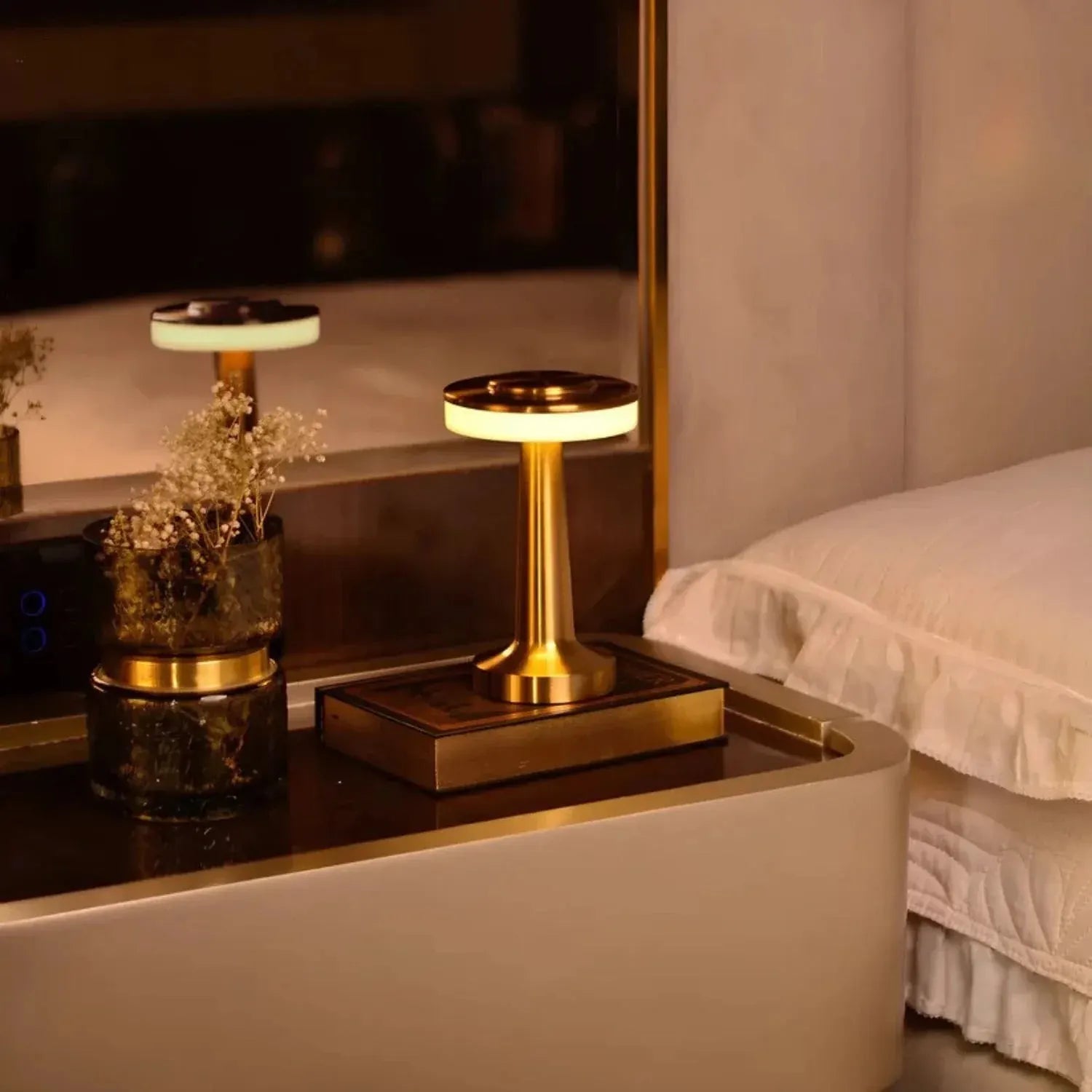 Cordless Rechargeable Metal Table Lamp with Dimmable LED Light