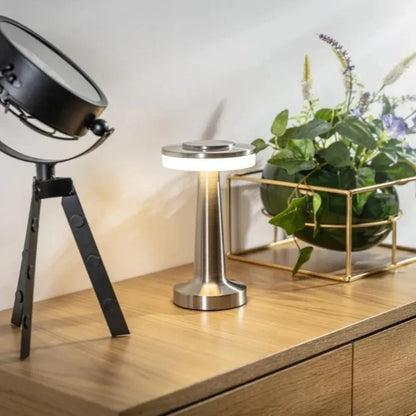 Cordless Rechargeable Metal Table Lamp with Dimmable LED Light