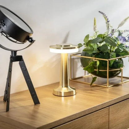 Cordless Rechargeable Metal Table Lamp with Dimmable LED Light